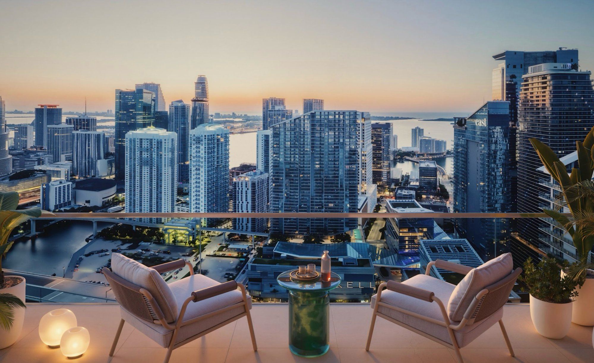 Vista terraza atardecer Brickell